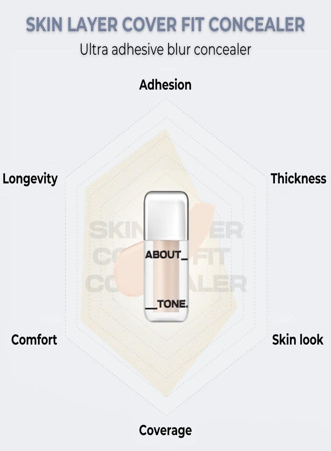 أباوت تون مكياج الوجه الكوري النباتي ABOUT TONE Skin Layer Cover Fit Concealer 5 ألوان - خافي عيوب سائل فائق الثبات والراحة، يدوم 24 ساعة، بتغطية خفيفة الوزن (21 لون دافئ فاتح، 0.2) - Image 2